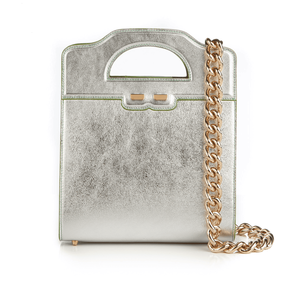 silver handbag, metallic handbags are one of the spring 2024 trends