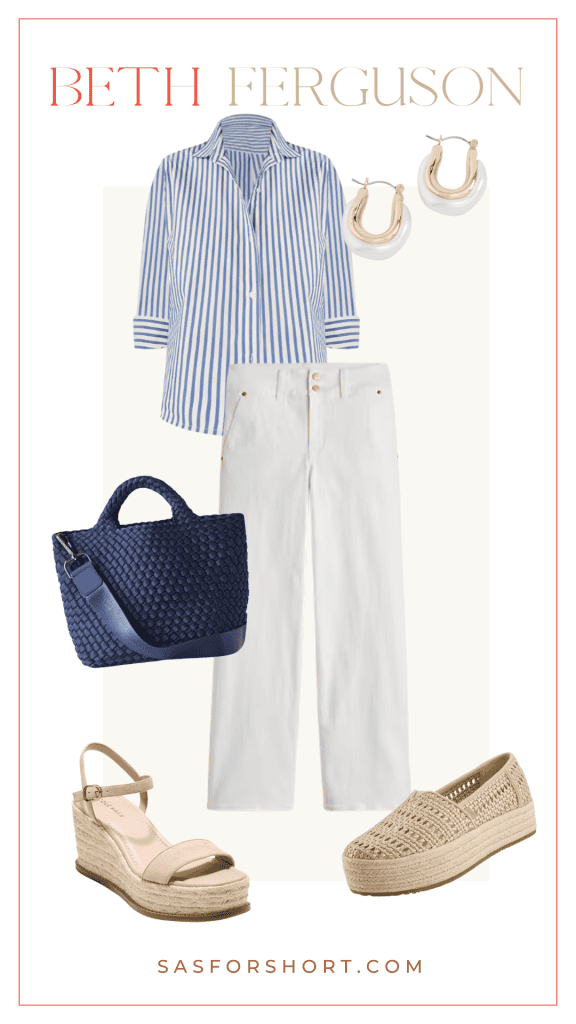 white jeans and button down outfit
