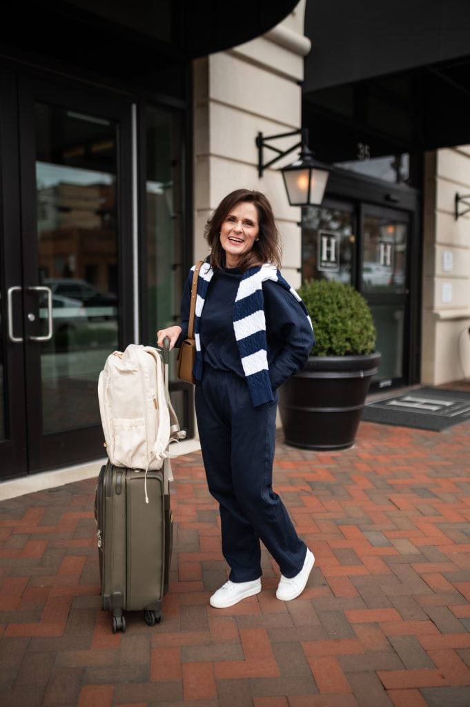 Petite Travel Clothes To Look Stylish On Your Adventures - Serious About Styling | SAS For Short blogger wearing Matching Knit Set